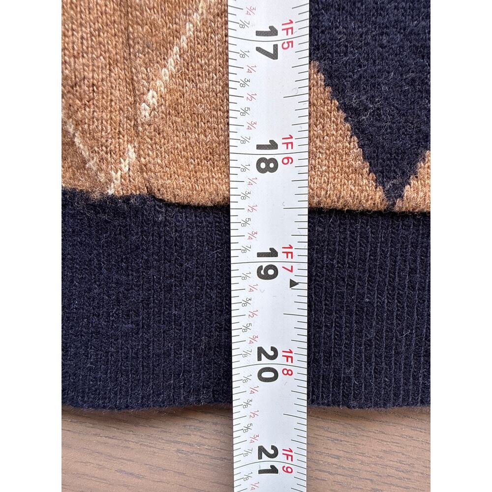KULE The Twiggy Argyle Cardigan in Navy & Brown Size Medium Preppy - Picture 6 of 8